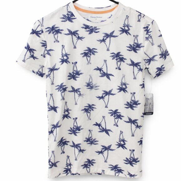 Tommy Bahama Other - Tommy Bahama T Shirt Boys Large Age (10-12) White Blue Palm Tree All Over Print
